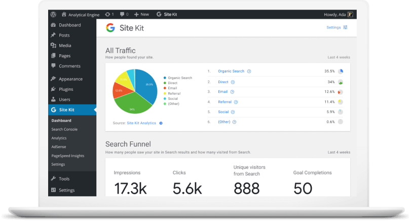 Google Site Kit Eklentisi WordPress